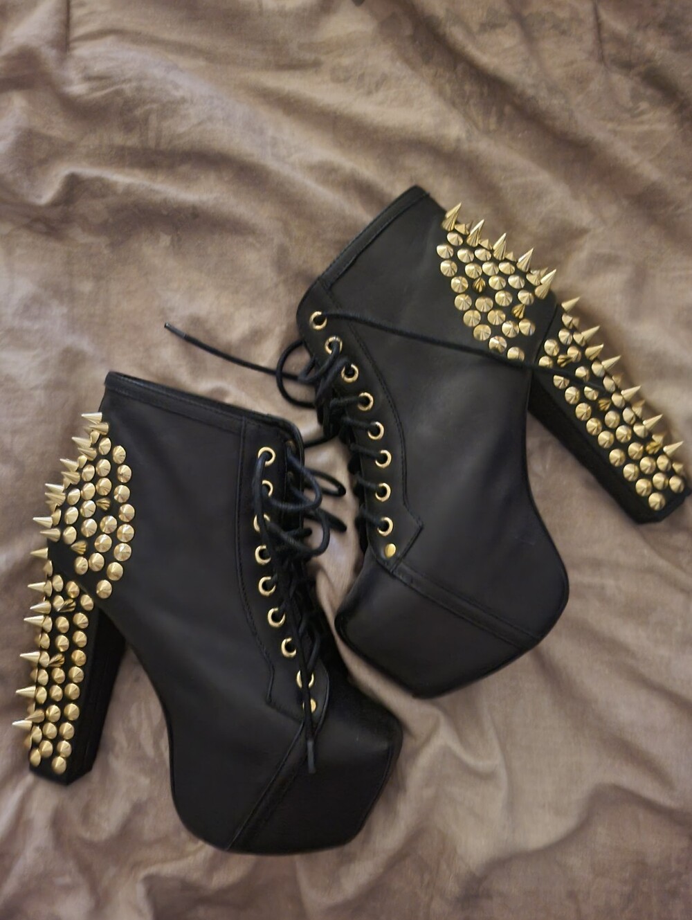 Jeffrey Campbell LITA Gold Spike Booties 6